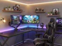 L-shaped gaming desk
