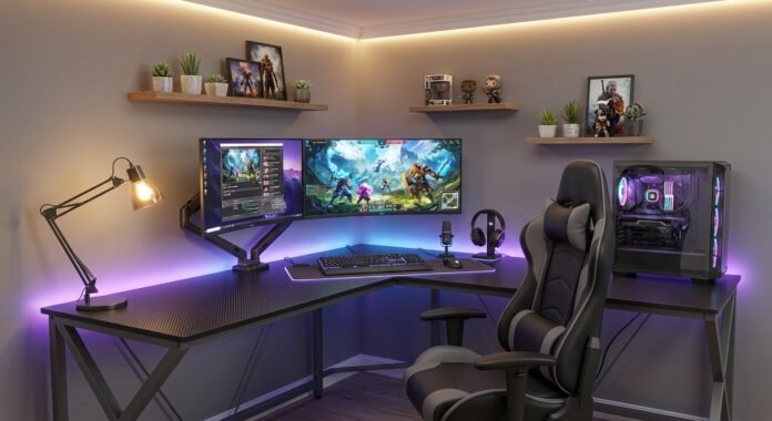 L-shaped gaming desk