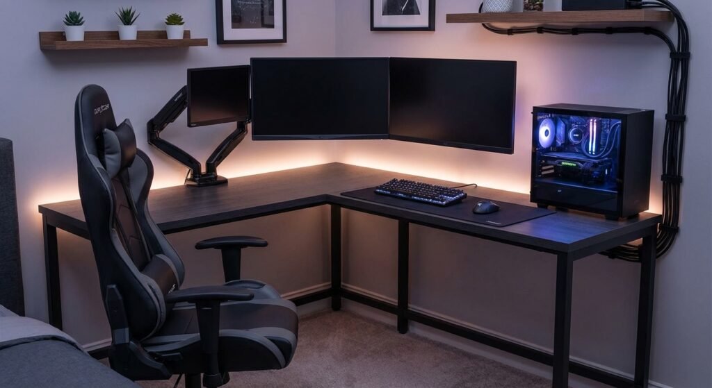L-shaped gaming desk